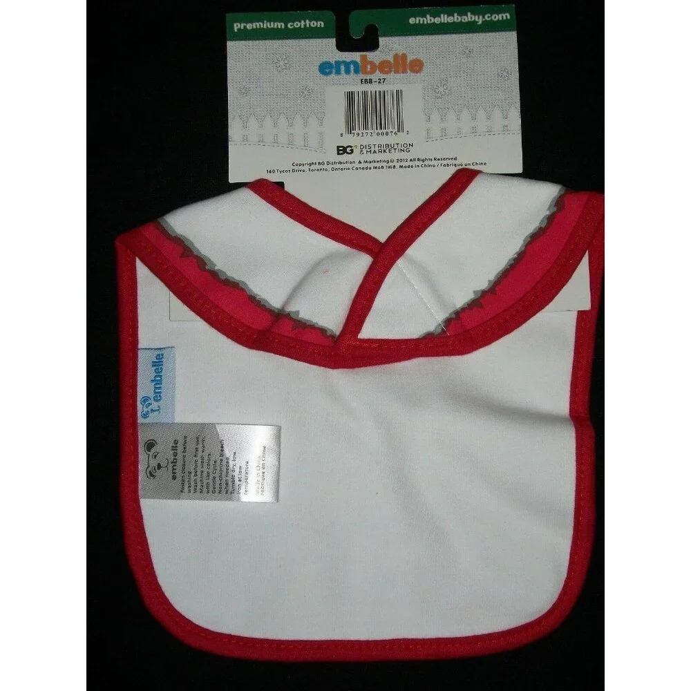 Embelle Baby Santa Bib Premium Cotton Christmas Print Red & White